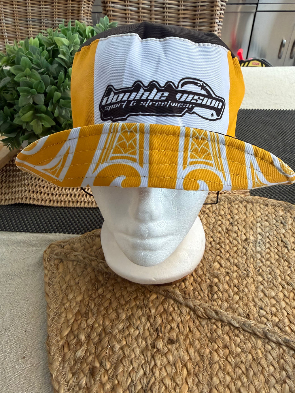 🟡⚫ Kids Yellow & Black Mangopare Reversible Bucket Hat