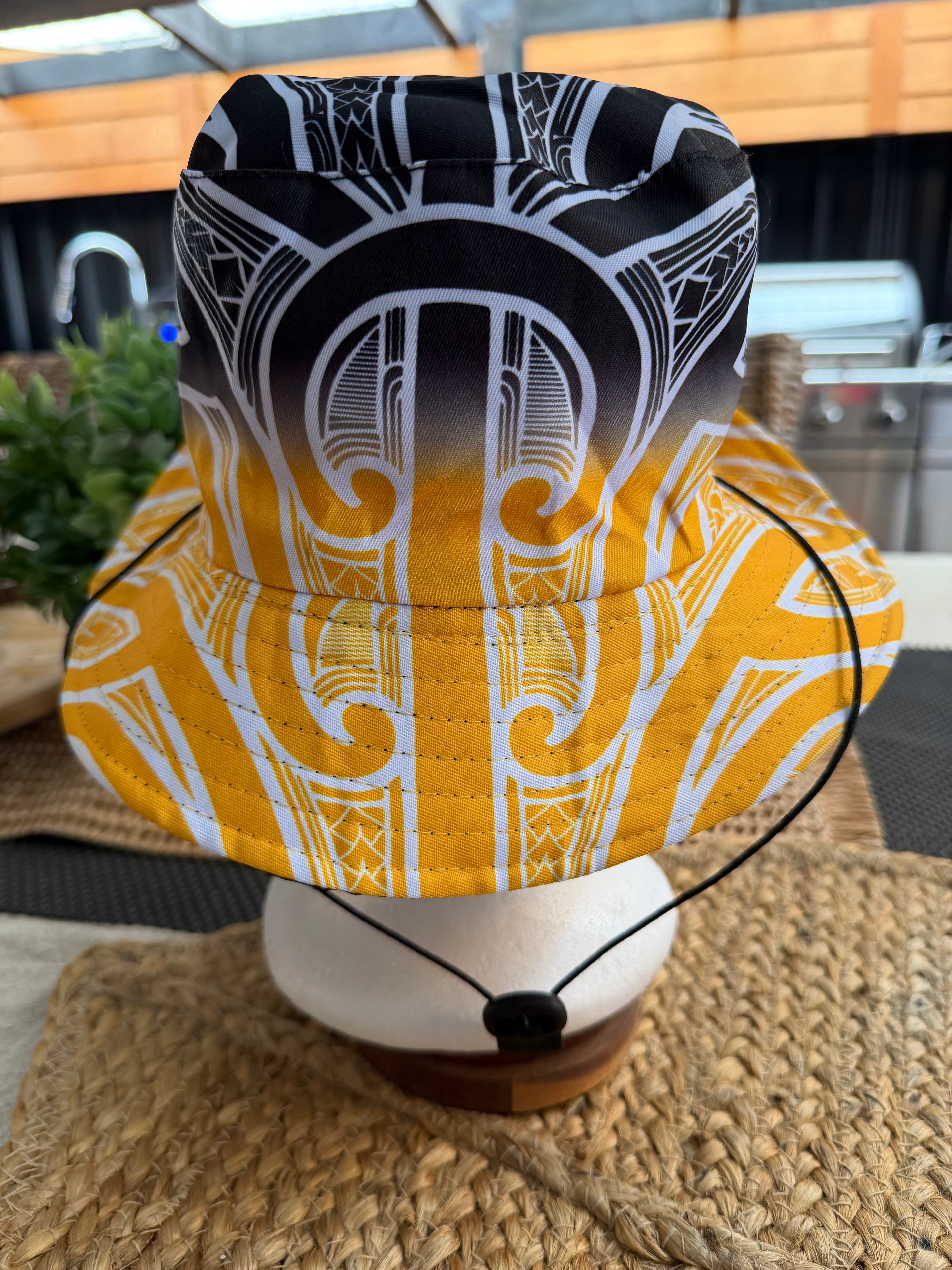 🟡⚫ Kids Yellow & Black Mangopare Reversible Bucket Hat
