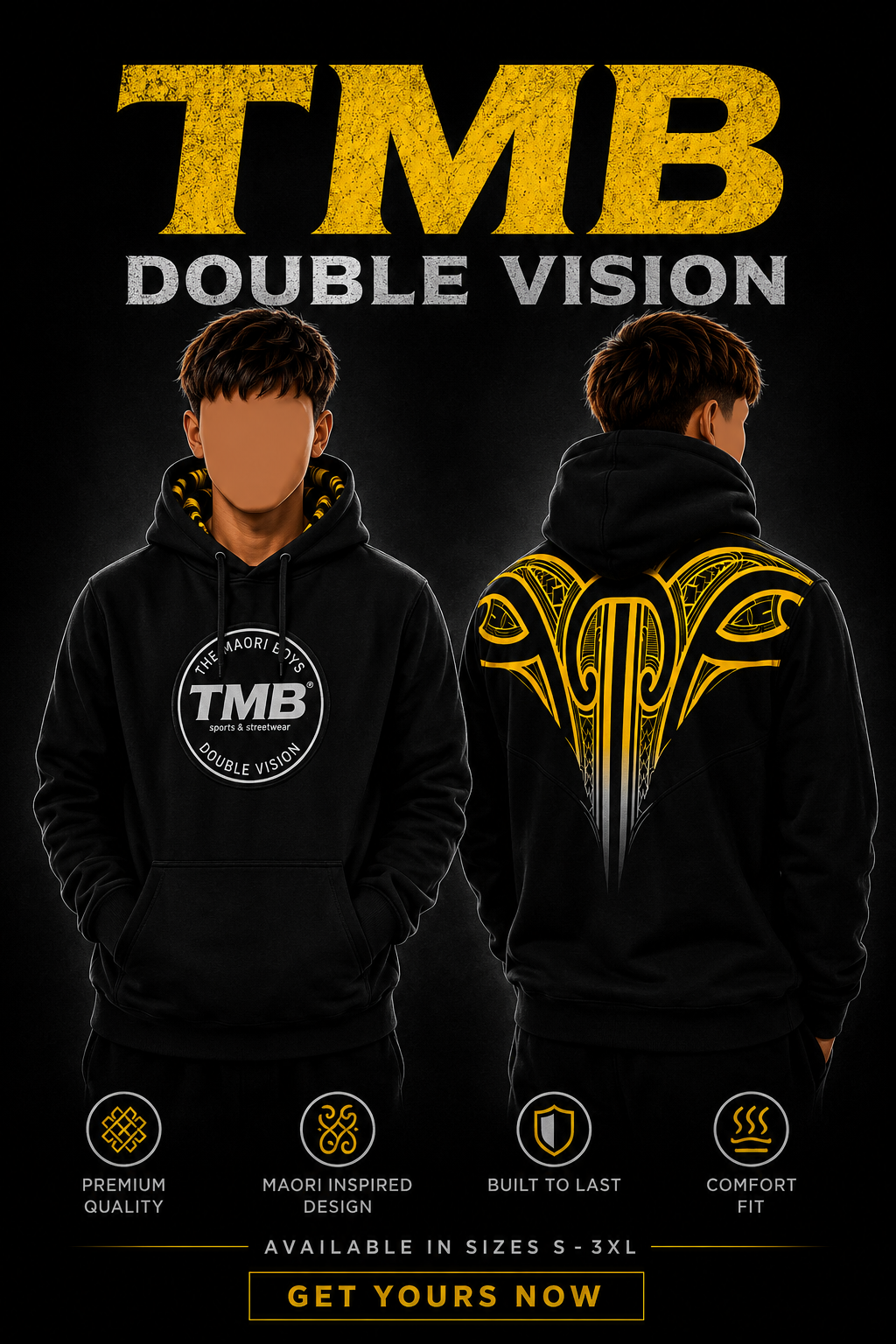 TMB Double Vision Mangopare Hood – 2 Tone Yellow/White