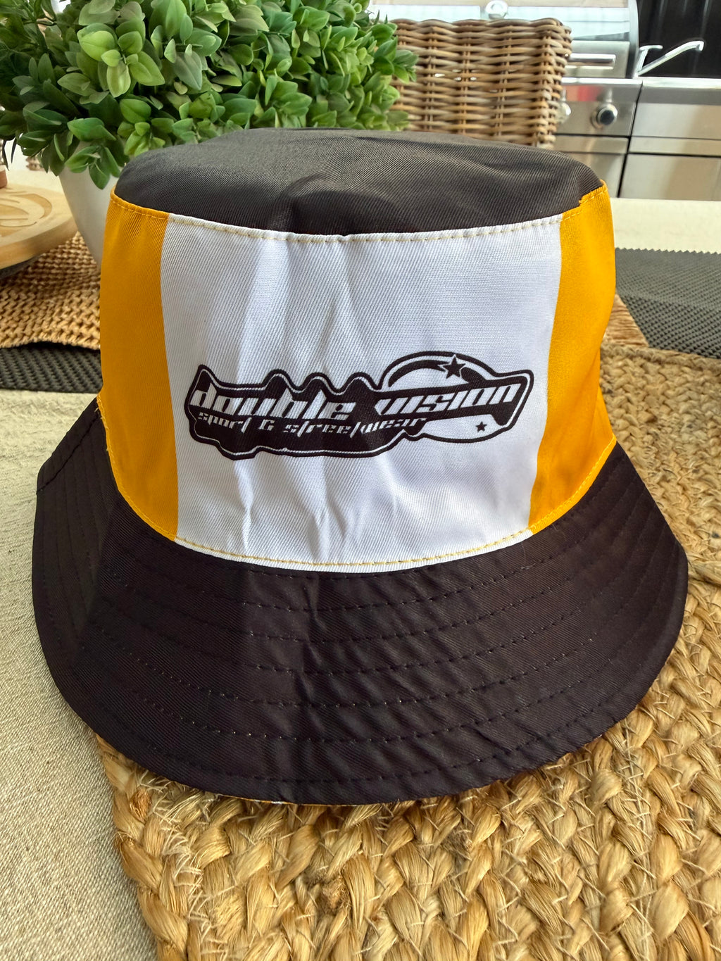 🟡⚫ Kids Yellow & Black Mangopare Reversible Bucket Hat